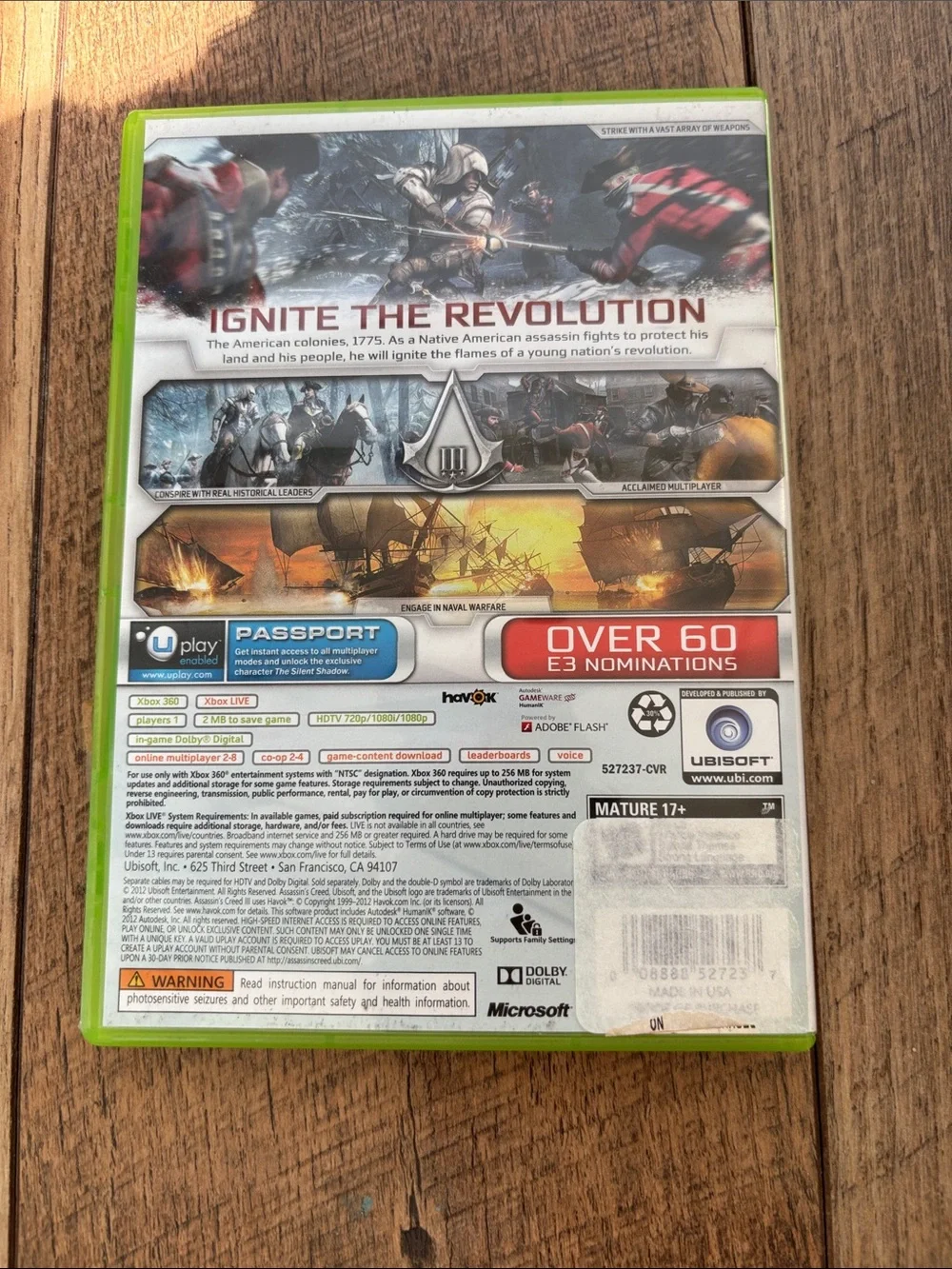 Assassin's Creed III (Xbox 360) - Green Case by